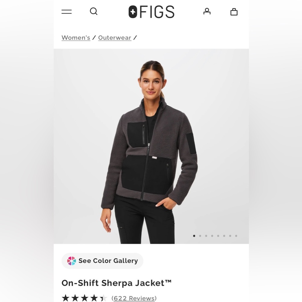 Figs Charcoal and Black Sherpa Jacket
